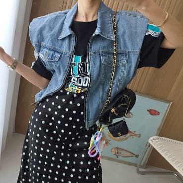 デニムジャケット オフショルダー ショート丈 長袖 セクシー系[品番