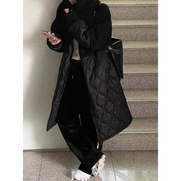 キルティングロングコー ベルト付き 中綿ロングコート[品番
