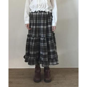 mily bilet】大人カラーが気分。チェック柄シアーフレアスカート