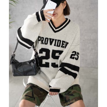 スポーツストア 襟付きロゴジャガードニット[品番：WG010093306]｜WEGO【WOMEN トップス