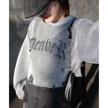 韓国 メンズ お洒落ニット Vネック カシュクール ルーズ ニット LURAKU セーター ニット 「LURAKU」V-neck Short Length Cable