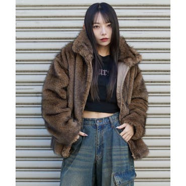 エコファーコート 韓国ファッション アウター[品番：SHNW0005740