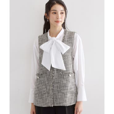 リボン付き ツイード ジレ[品番：SJOW0000080]｜SJ ONLINE STORE（エス