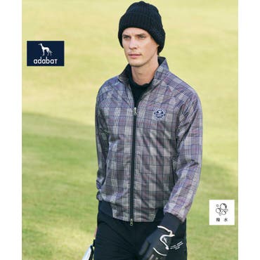 新レーベル ADABAT NAVY】撥水グレンチェック中綿ベスト[品番