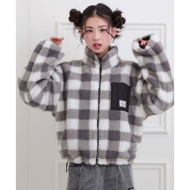 値下げ❗️  キッズアウター　ボア チェック　完売❗️ キッズ チェック柄ボアジャケット[品番：PA000013185]｜coca（コカ）の