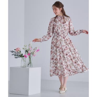 2019春新作 段々フリルシフォンギャザーワンピース[品番：LV000002943