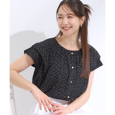 ドット柄シアーギャザーブラウス[品番：PA000015585]｜coca（コカ