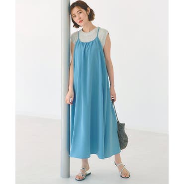ふんわり小花柄キャミソールワンピース(ロングワンピース フレア