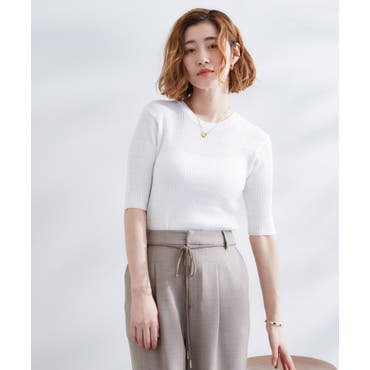 DECADECLASSIC】ウール100％半袖ニット[品番：XT000009703