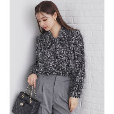 シャーリングスリーブ 小花柄 ブラウス[品番：ADEW0003604]｜ad