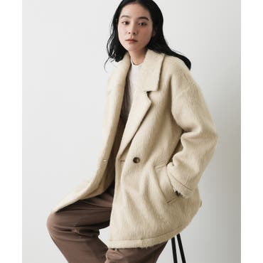 纏うだけで大人上品 シャギーチェスターハーフコート[品番