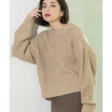シンプルの銘品。ミックスカラー糸ワッフルニットプルオーバー