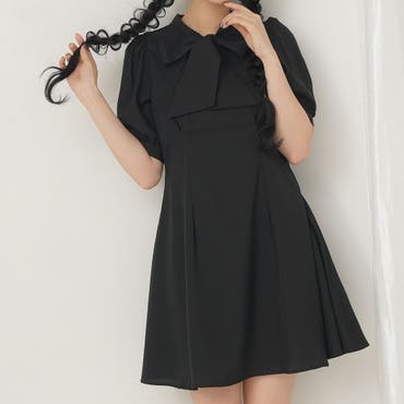 ミニワンピース 半袖 Vネック[品番：AGCW0001771]｜SUNSHINE CLOSET
