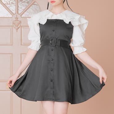 JILTU ワンピース 黒 フリル付き襟 ジルバイジルスチュアート JILL by JILLSTUART レイヤード風襟