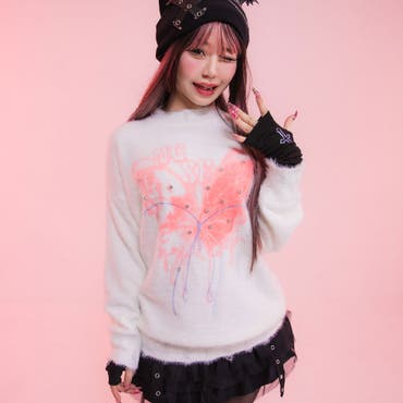 【完売品】 OY/オーワイ ヘアリーシャドーオードリーニット 最安値 OY ヘアリーシャドーオードリーニット 全2色[品番：PBIW0002508