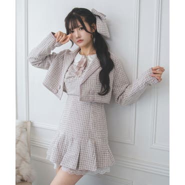 Jasmine】ギンガムチェックスクエアネックロングワンピース (SS)[品番