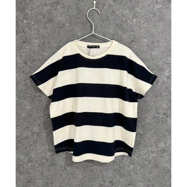 SHISKY オーバーサイズ ワイドボーダーTシャツ[品番