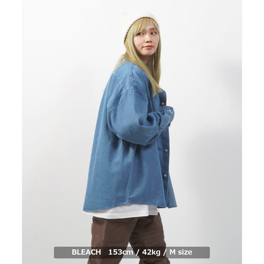 オーバーサイズデニムシャツ ビッグシルエット 長袖シャツ[品番