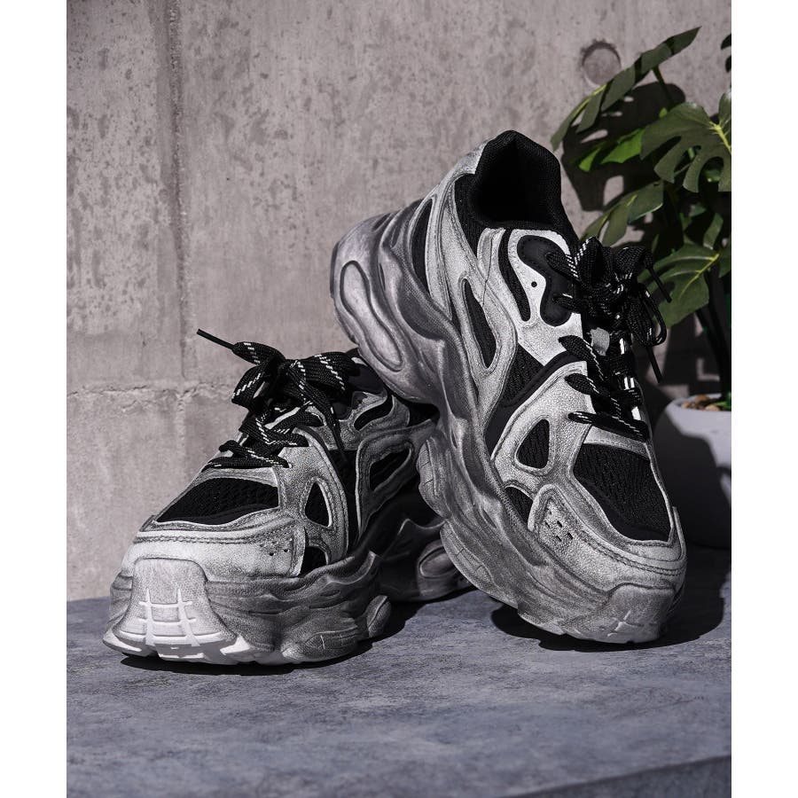 【美品】DIESEL 厚底スニーカー S-HERBY LC　ローカット　現行タグ DIRTY加工 ダットスニーカー 靴[品番：OCGW0004243]｜ONE 4 PREMIUM