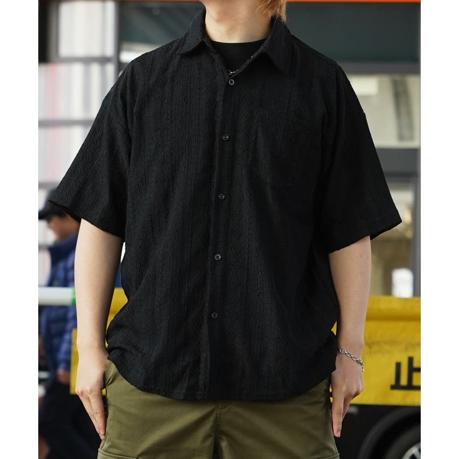 【おすすめ】 ◇ジャガードストライプ メンズ[品番 シアーシャツ◇シャツ トップス