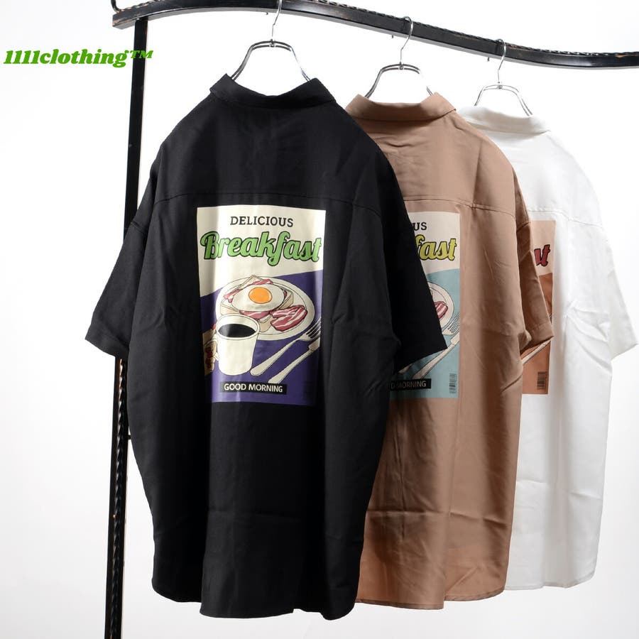 ◇フードモチーフ レトロカラー 半袖シャツ◇[品番：OCGW0002092