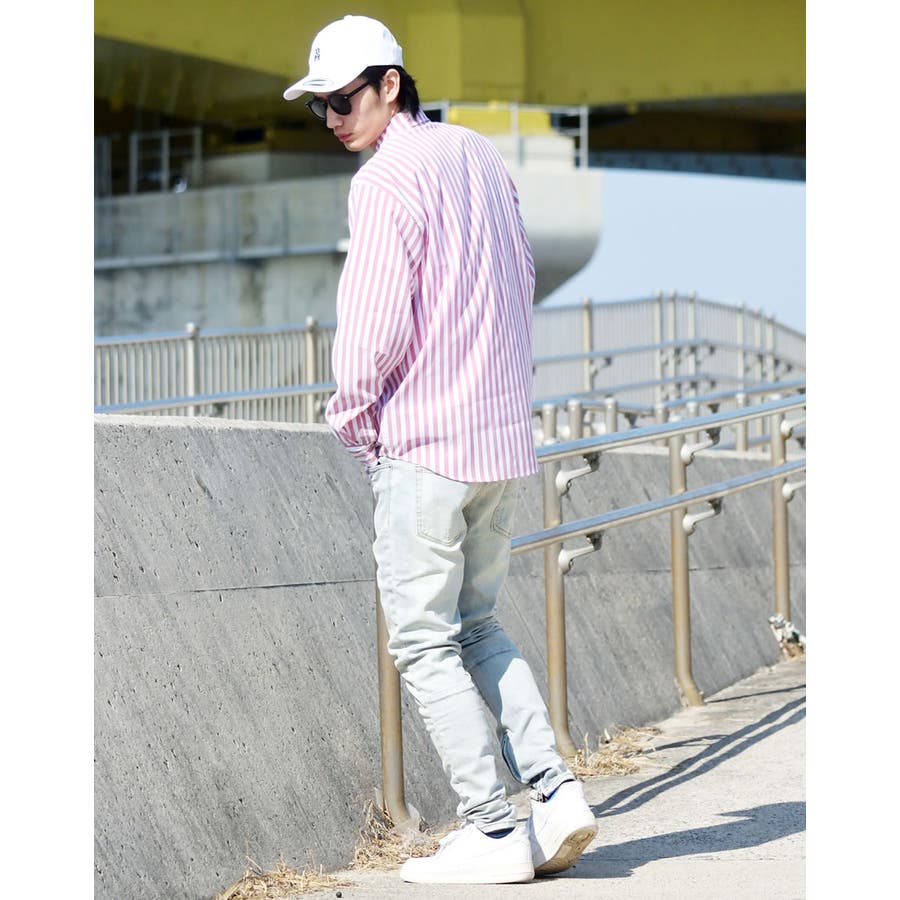 ストライプシャツ メンズ 長袖シャツ 大きいサイズ 春 夏 b系