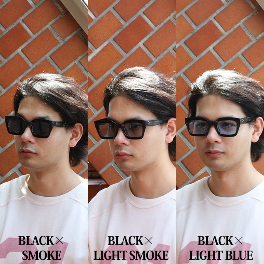 ビッグスクエア サングラス メンズ 黒ぶち眼鏡 [品番