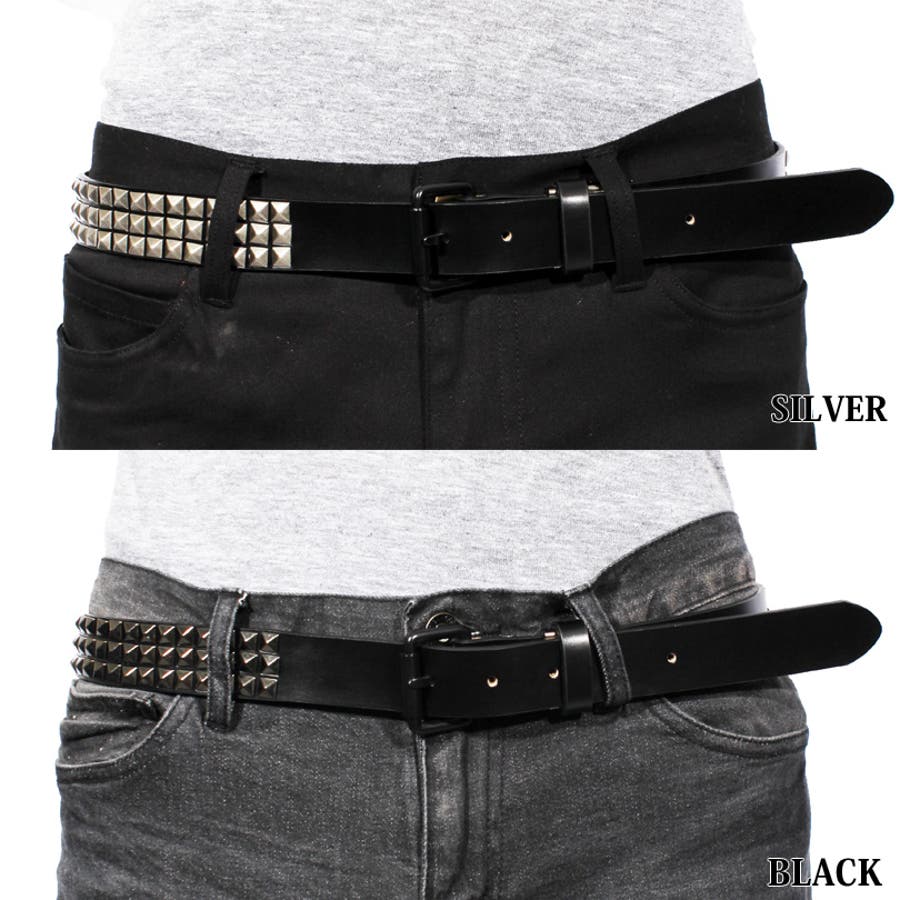 スタッズベルト メンズ レザー[品番：EH000003913]｜8（eight