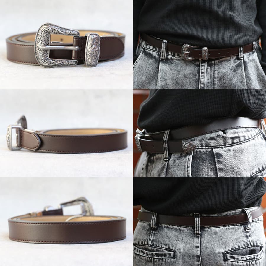 ウエスタンベルト メンズ レザーベルト PUレザー バックル[品番