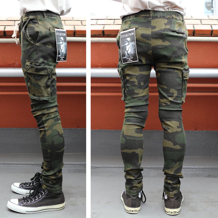 ELVIRA カーゴパンツ カモフラ マルチカラー L〜XL 大きいサイズ