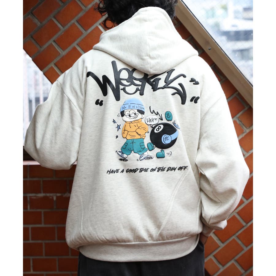 メンズ絵 ボーイイラストZIPパーカー メンズ レディース ストリート[品番