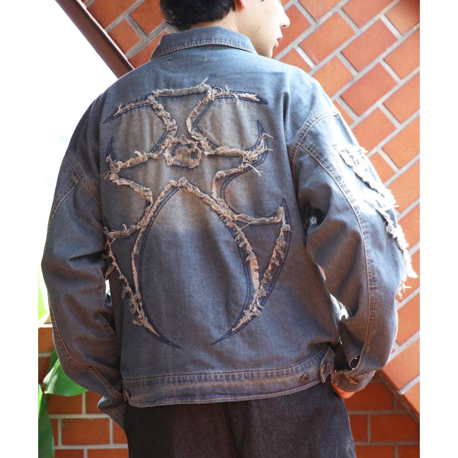 トライバル刺繍Gジャン メンズ デニムジャケット トライバル柄 刺繍