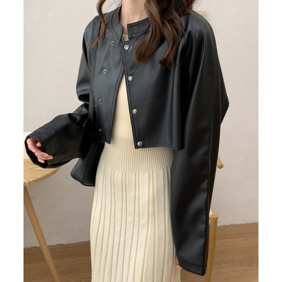 【新品未使用】DAKS 羊革ノーカラージャケット　ノーカラーブルゾン 新品未使用】DAKS 羊革ノーカラージャケットノーカラーブルゾン