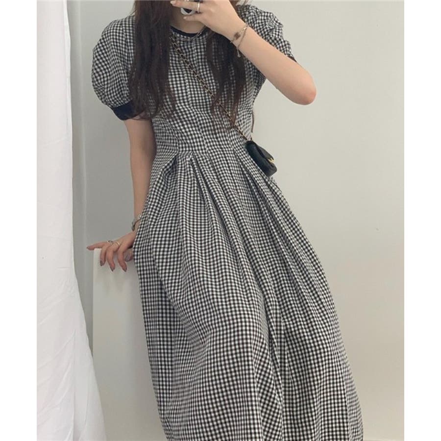 未使用級✨ダイアグラム ロングワンピース チェック パフスリーブ 千鳥柄 未使用級✨ダイアグラム ロングワンピース チェック