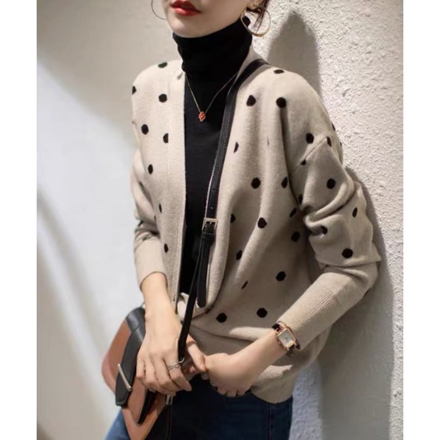 ドット柄Vネックカーディガン[品番：ABIW0001417]｜ABITOKYO （アビ