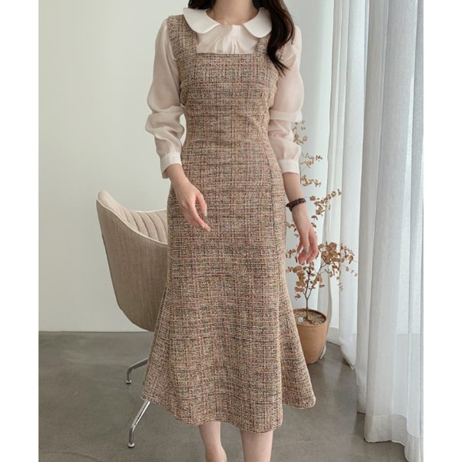 Étoile Check tweed ワンピース Étoile Check tweed ワンピース スクエアネックツイードチェック