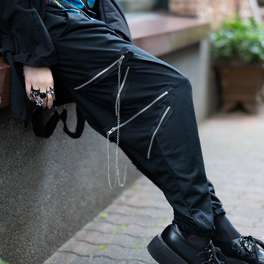 8ZIPサルエルパンツ ワイドパンツ サルエル[品番：ACDW0001889