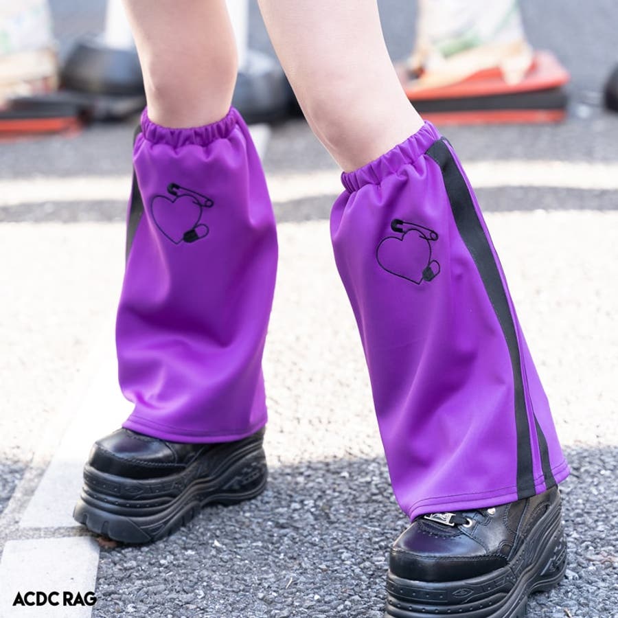 パープル ハート柄 レッグウォーマー 安心 ジャージレッグウォーマー パープル[品番：ACDW0002622]｜ACDCRAG