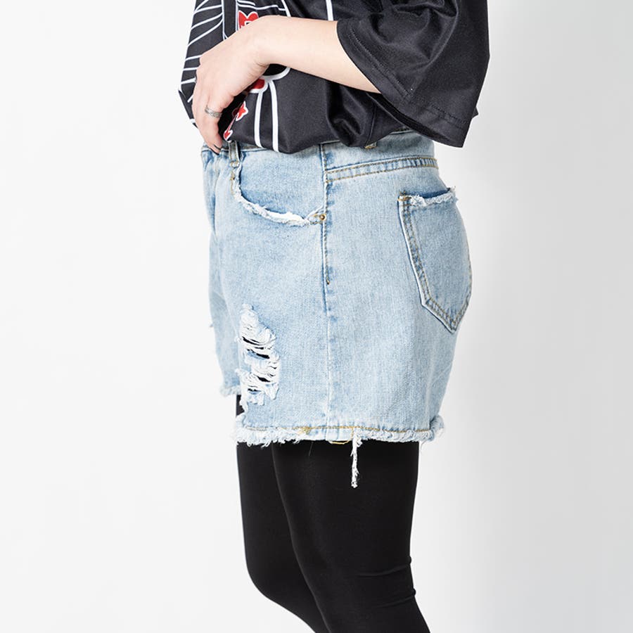 ダメージ デニムショートパンツ ジーパン[品番：ACDW0002212