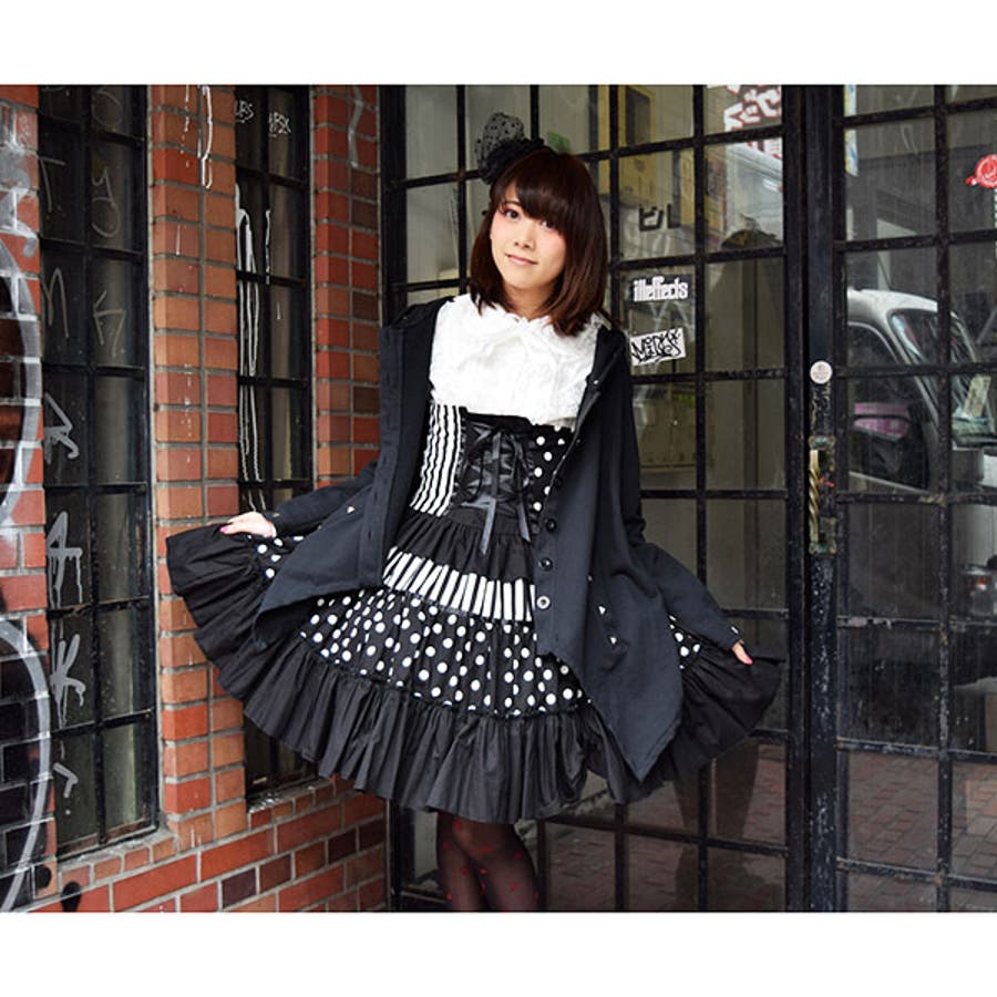 ドットストライプワンピース ゴスロリ ロリータ[品番