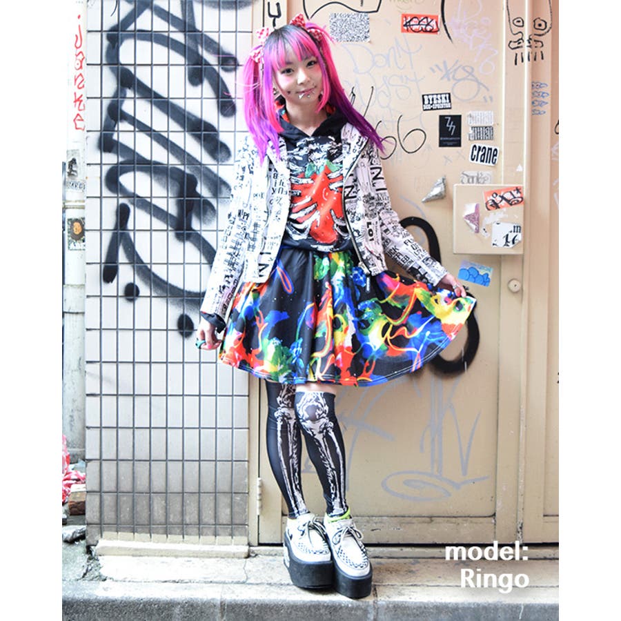 cyber dog サイバースカート Tokyo Cyber Fashion x Black & Red Streetwear w/ Braids