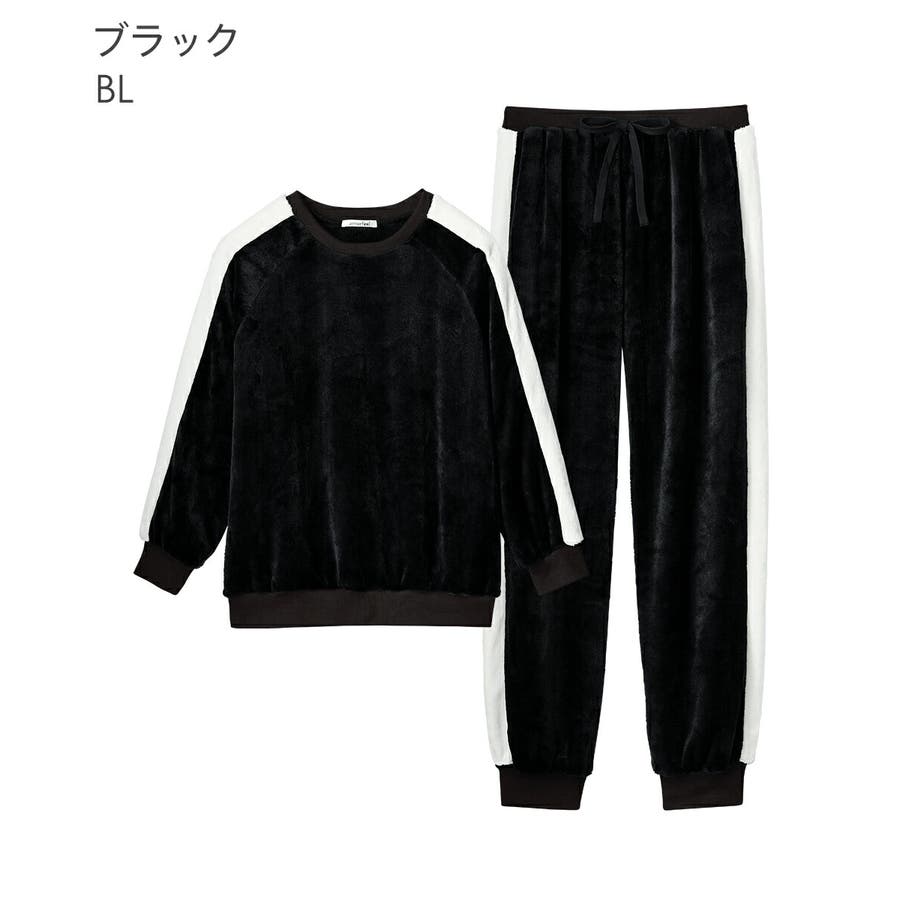 最大10%OFFクーポン ▽ライン フリース 長袖 上下セット (男女兼用サイズ)[品番 ルームウェア・パジャマ