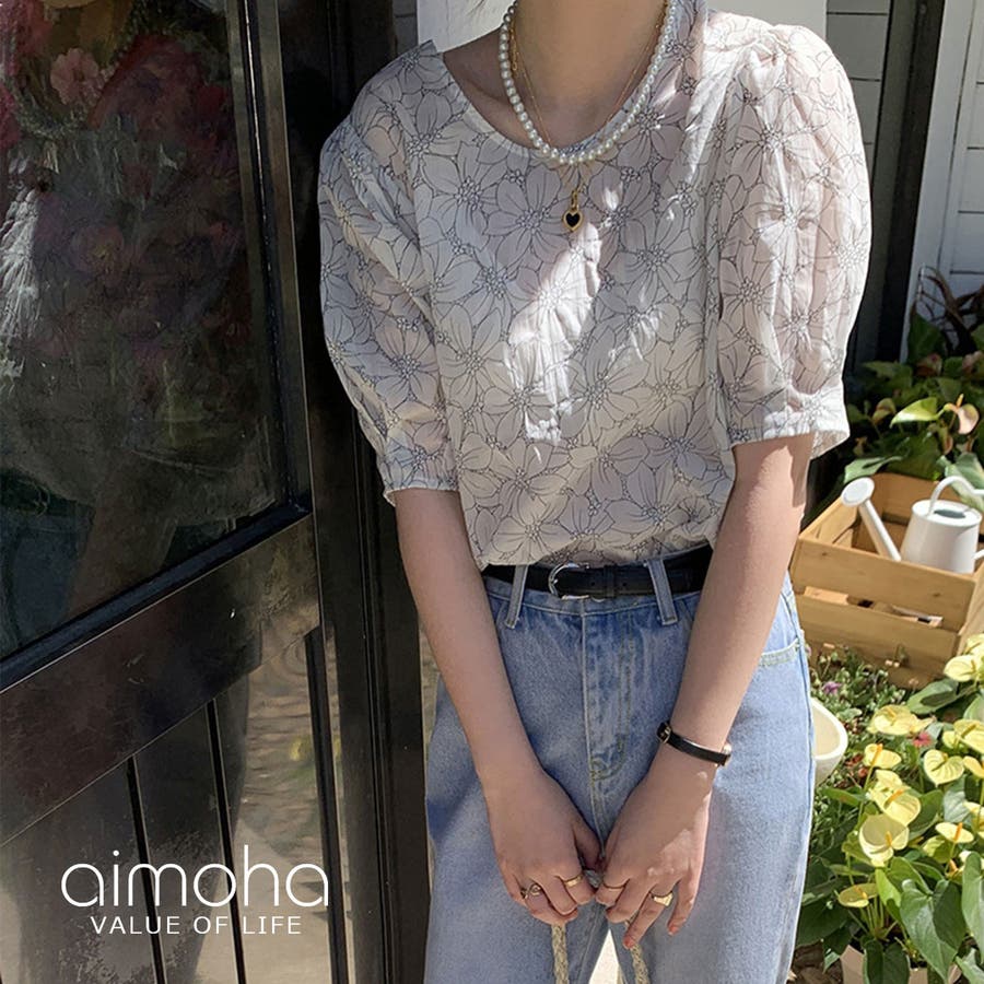 韓国風花柄ブラウス 韓国ファッション 春服[品番：XT000005464