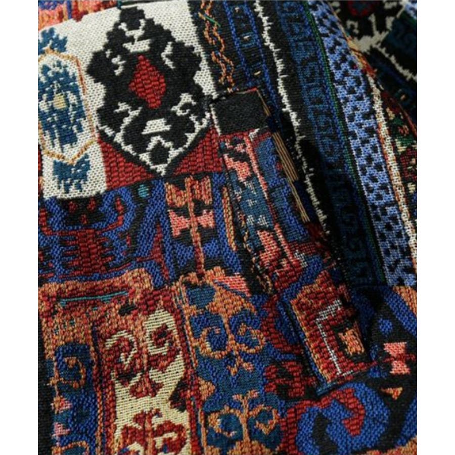 パッチワーク柄幾何学模様 ゴブラン デニムブルゾン[品番