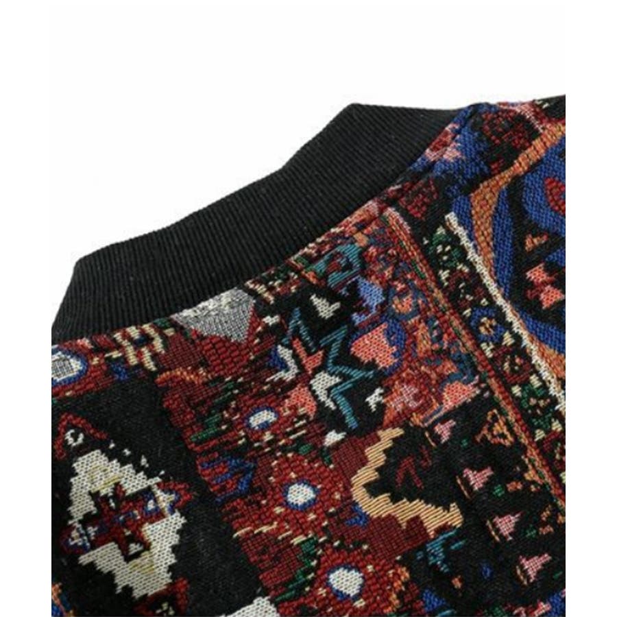 US古着【民族 パッチワーク ゴブランジャケット】メンズＭ-L程 レディースL程 ブルゾン アウター HOOK- パッチワーク柄幾何学模様 ゴブラン