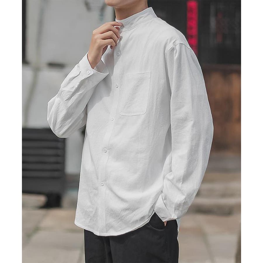 長袖 スタンドカラー 立ち襟シャツ[品番：XT000003752]｜aimoha  men（アイモハ）のメンズファッション通販｜SHOPLIST（ショップリスト）