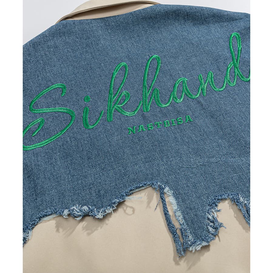 HOOK】個性派 デニム異素材切り替えデザインテーラード