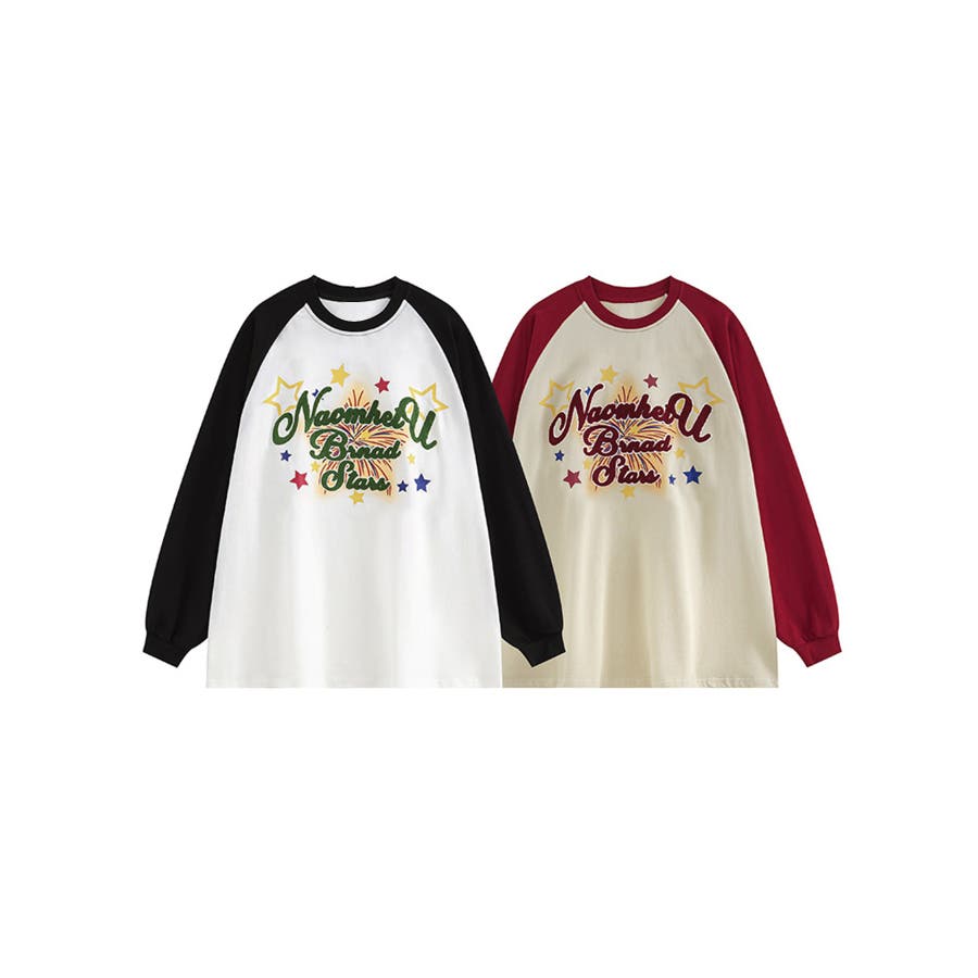 お歳暮 2024 HOOK】ポップ風プリントラグランスリーブロングTEE[品番 トップス
