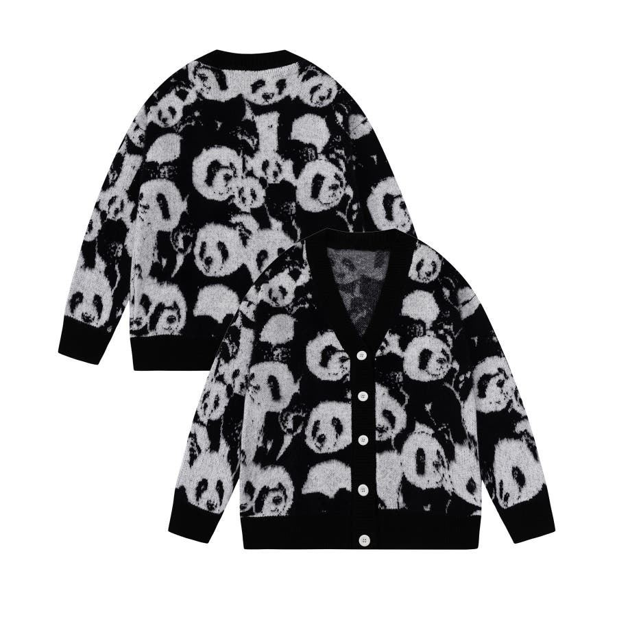 HOOK】パンダ総柄ニットカーディガン【AW】[品番：XT000010417]｜HOOK