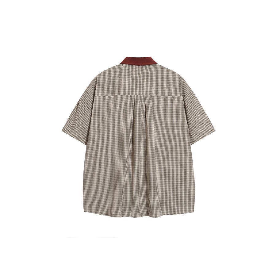 HOOK select 古着風ハート刺繍チェック柄異素材襟ビッグシャツ